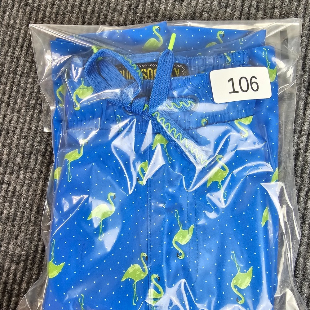 NEW Drill Clothing Co Surf Society Swim Trunks Shorts Blue Flamingo Men Size M - Picture 8 of 8